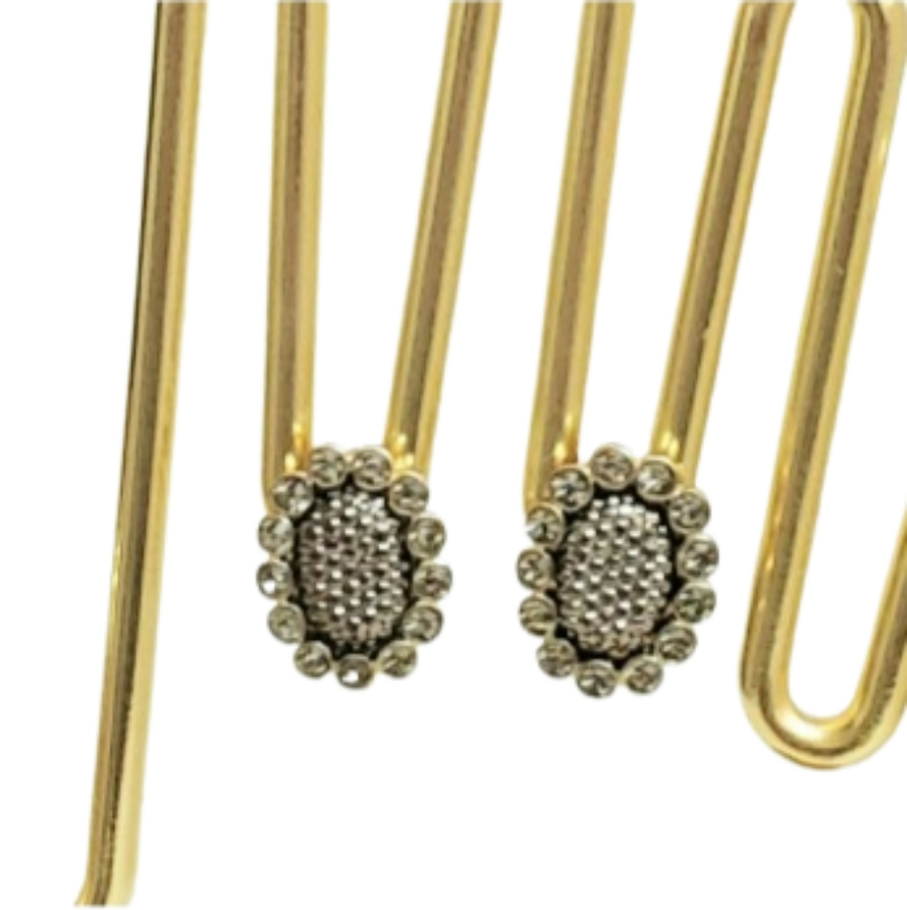 Wavy Flower Shape Rhinestone Pave Post Earrings